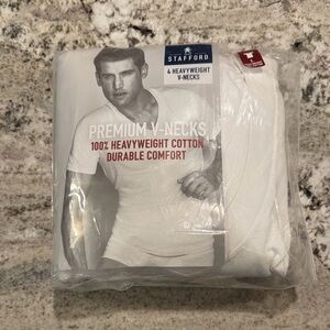 Stafford Heavyweight Cotton V-Necks - White